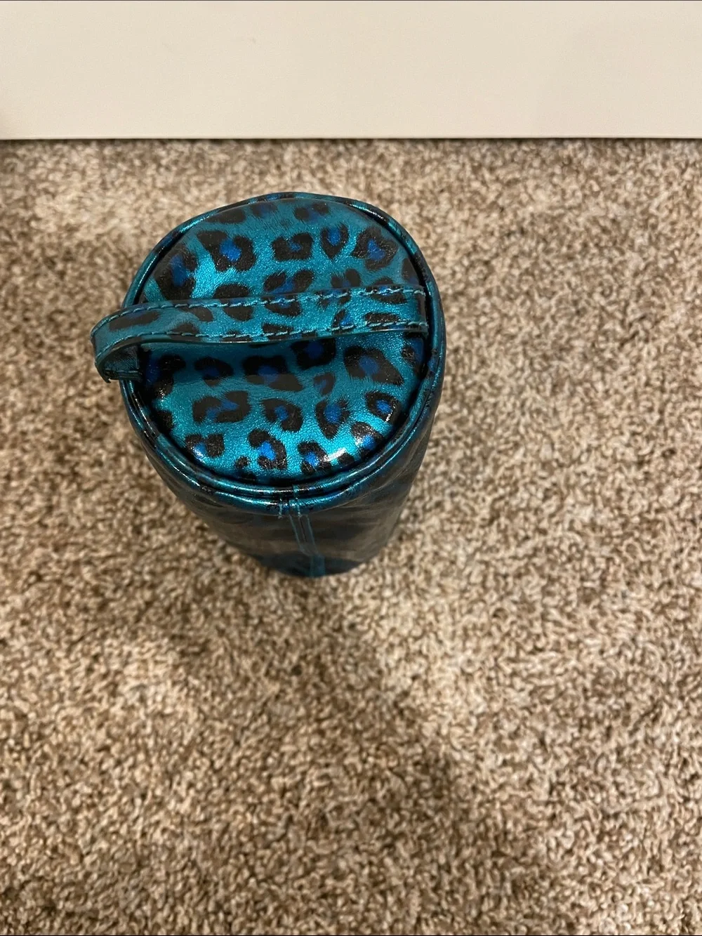Y2K Juicy Couture Teal Leopard Print Cosmetic Pouch